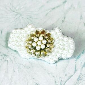 Handcrafted Vinatage Faux Pearl White Wedding Barrette Hair Clip